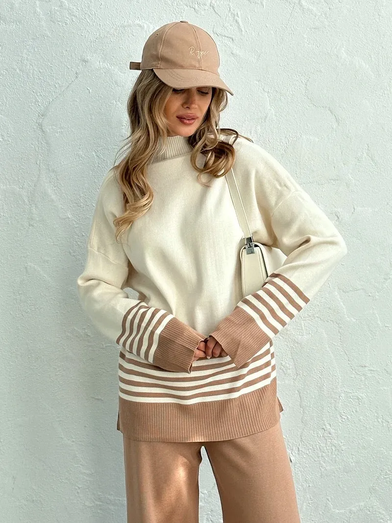 Ariana Striped Premium Winter Coord Set - Tracksuit