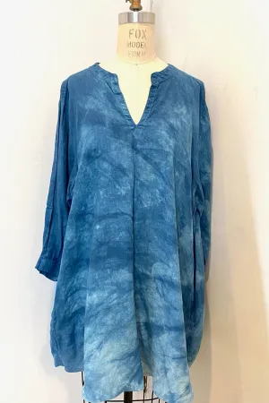 Botanically Dyed Linen Tunic in Blue