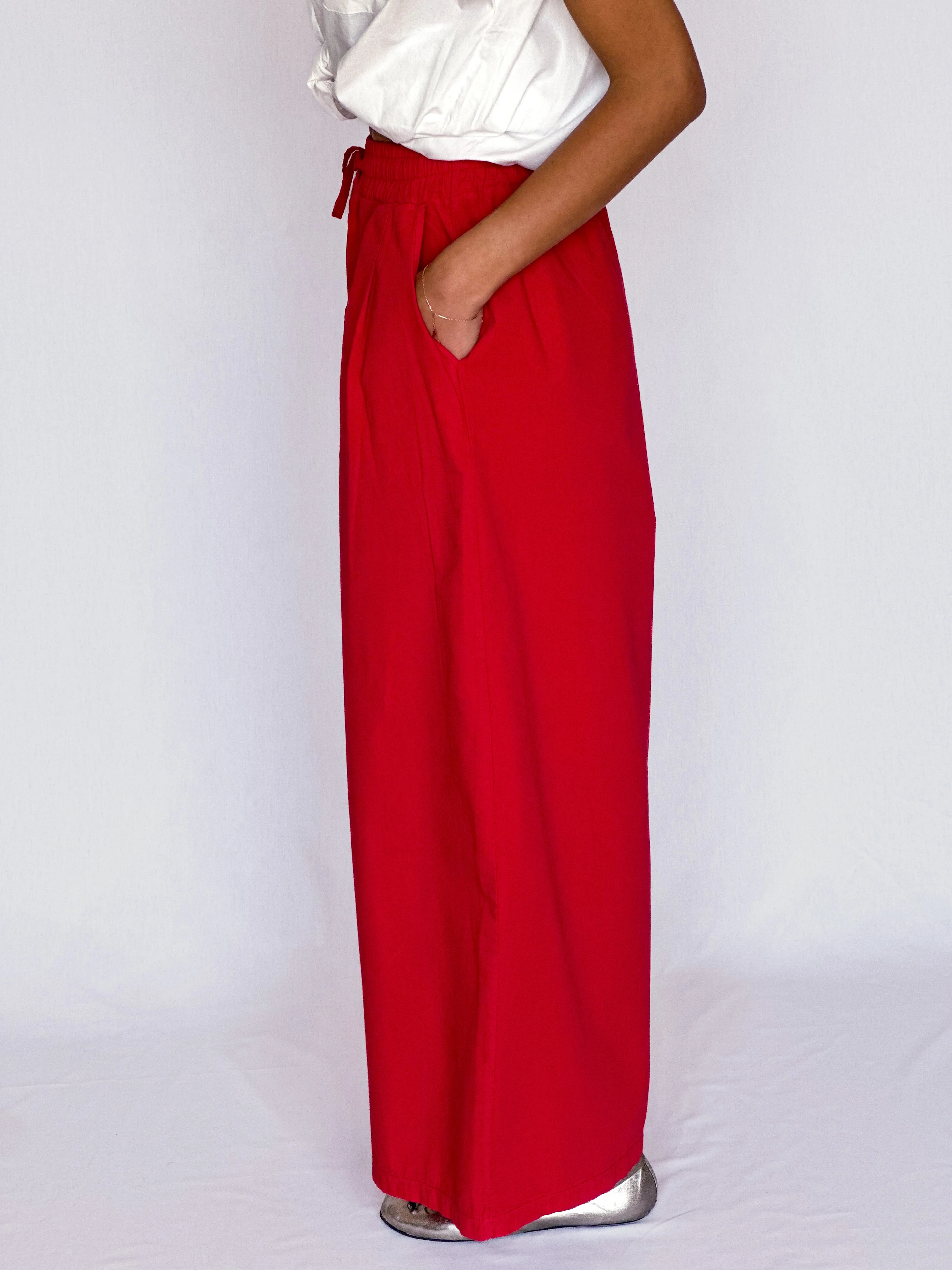 Drawstring Wide Leg Trousers