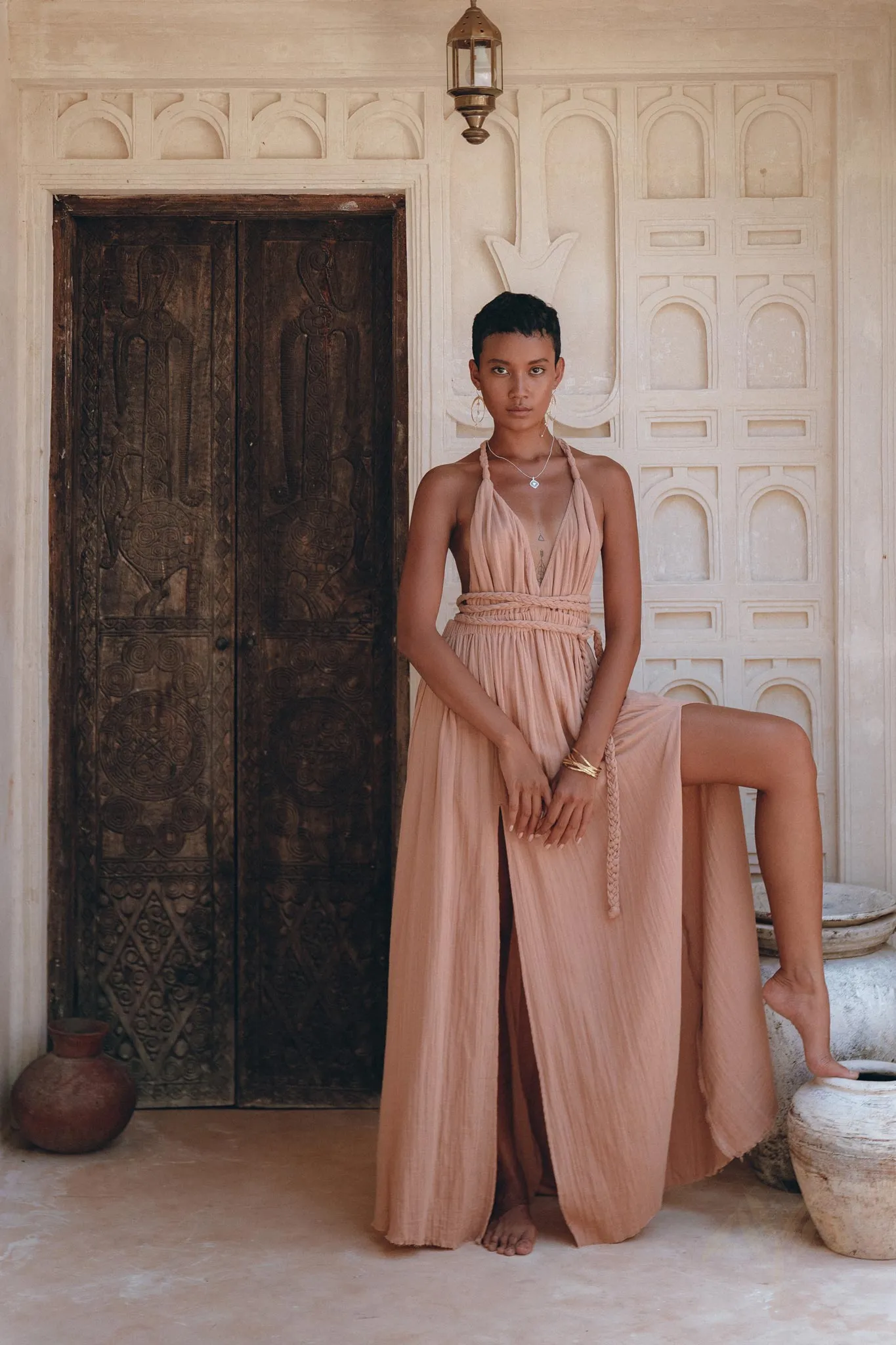 Dusty Pink Greek Goddess Dress • Grecian Dress • Boho Bridesmaid Dress