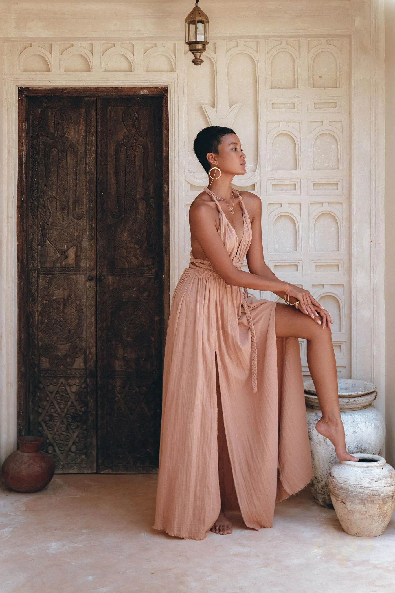 Dusty Pink Greek Goddess Dress • Grecian Dress • Boho Bridesmaid Dress