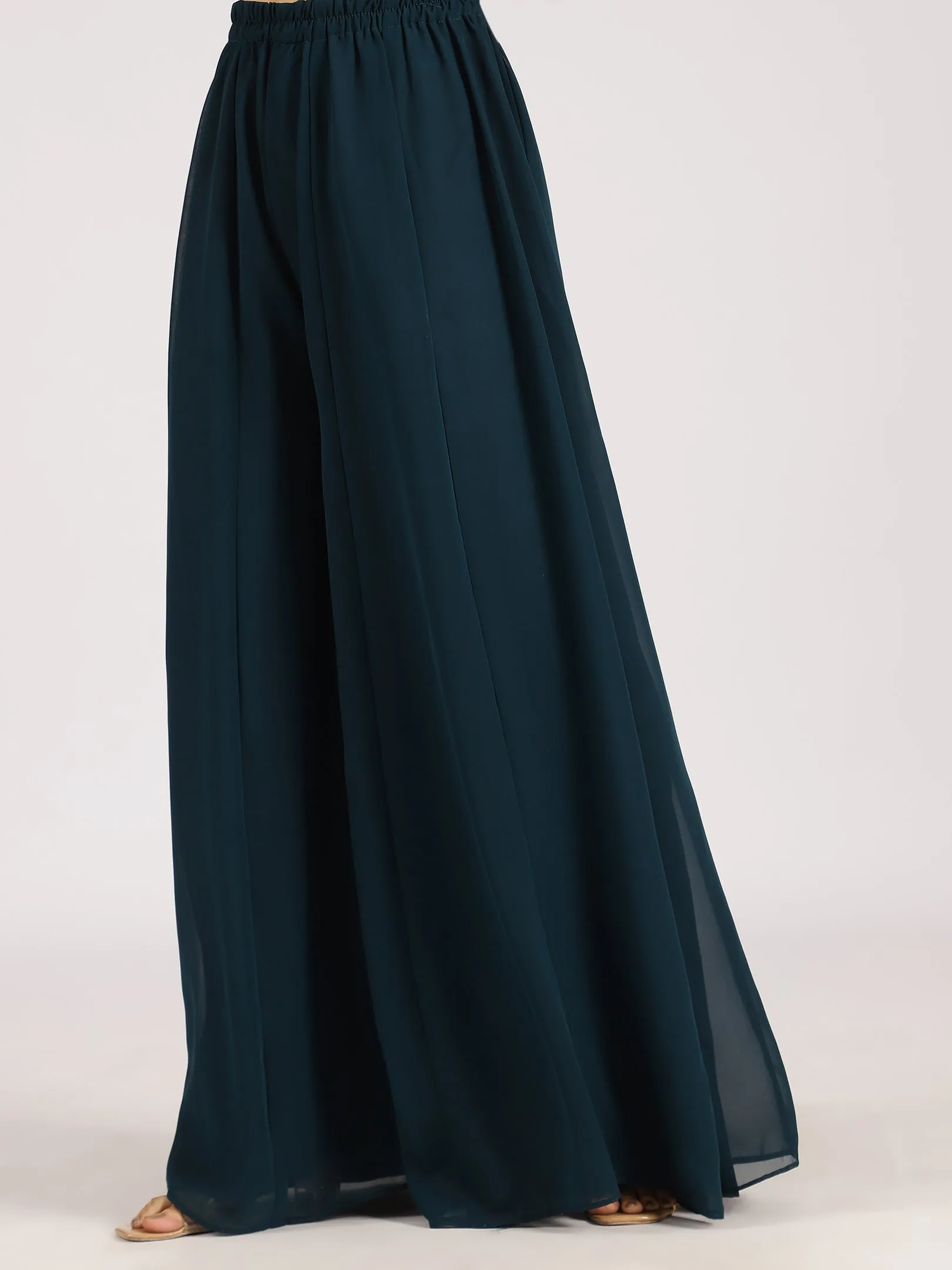 Elegant Teal Embroidered Palazzo Set with Dupatta
