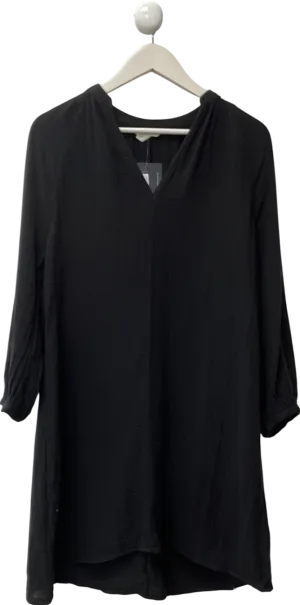 H&M Black Double-weave Tunic Dress UK XS