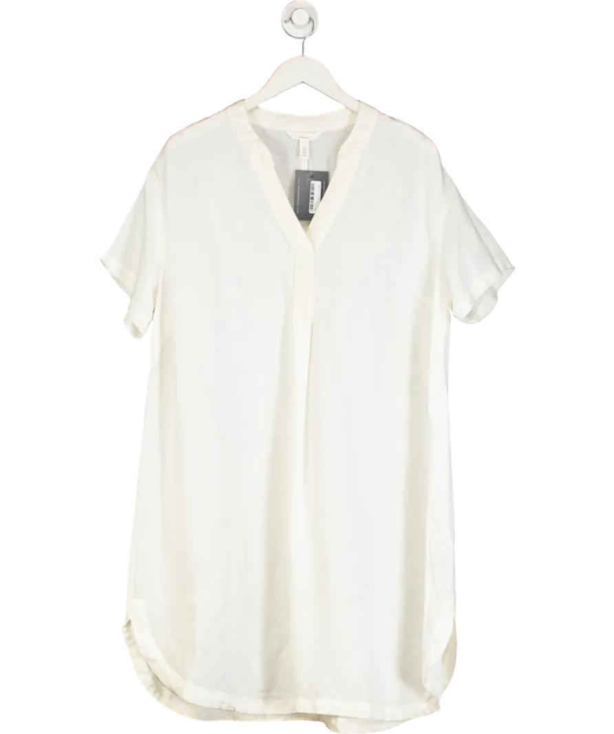 H&M White Linen Blend Loose Tunic Dress UK M