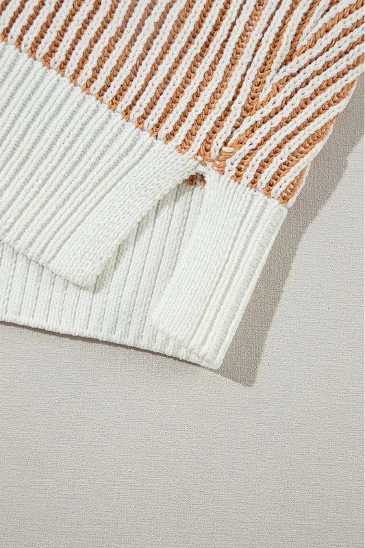 Have My Heart - Striped Contrast Trim Loose Sweater