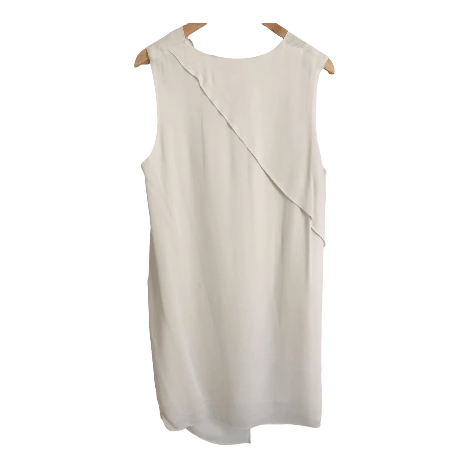 Joseph Crepe 100% Viscose Sleeveless Designer Midi Shift Dress Cream UK Size 14