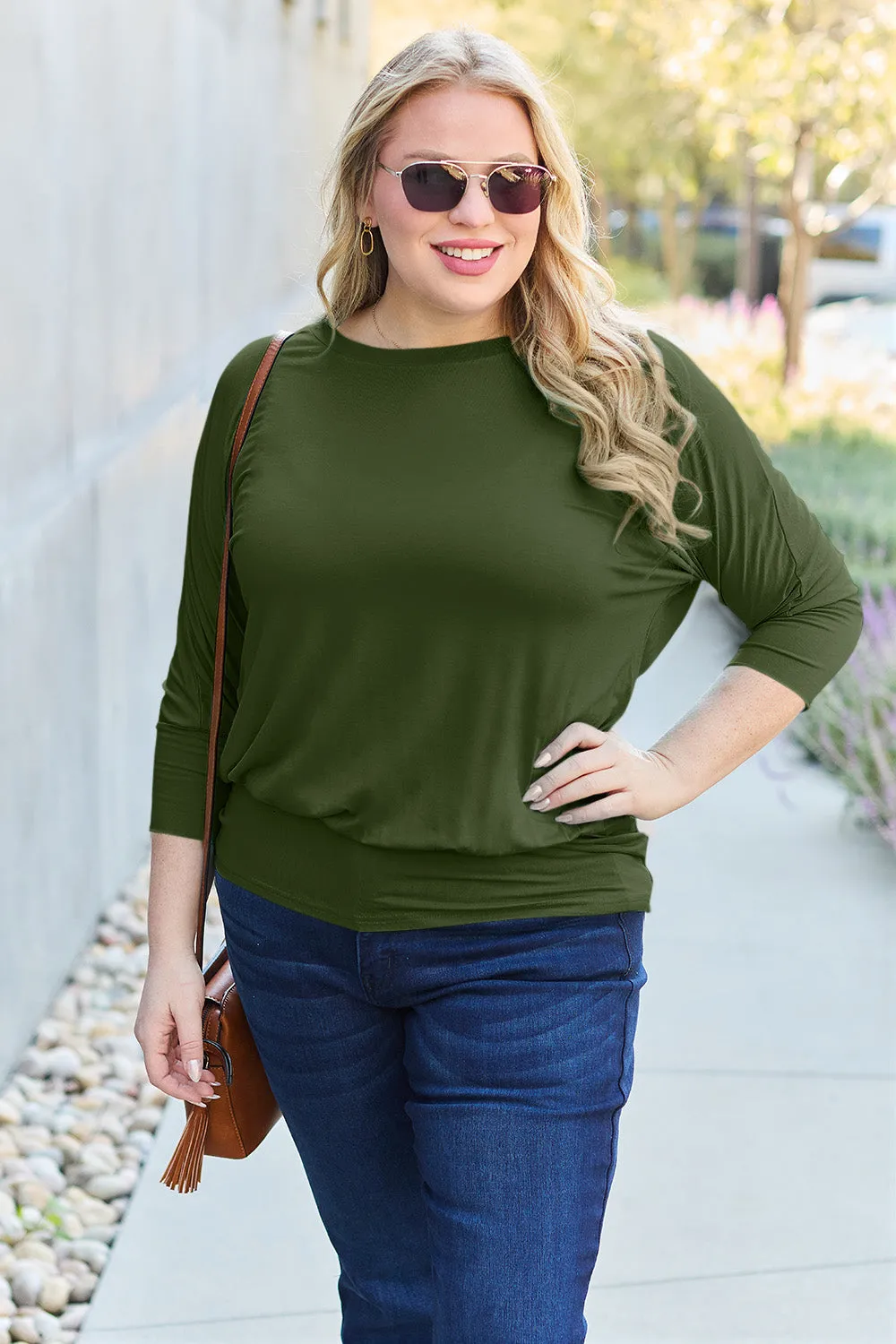 Knock Around Round Neck Batwing Sleeve Blouse