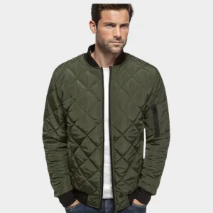 Men's Puffer Jacket  Plaid Cotton-Padded Coat  Warm Insulated Outerwear  Comfortable Fit  Multiple Colours
