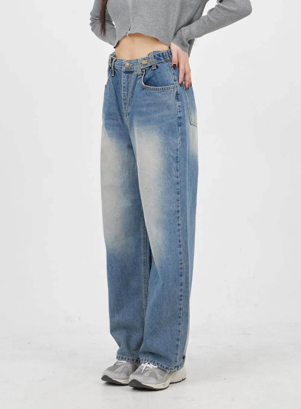 Mid-Wash Baggy Jeans BM321