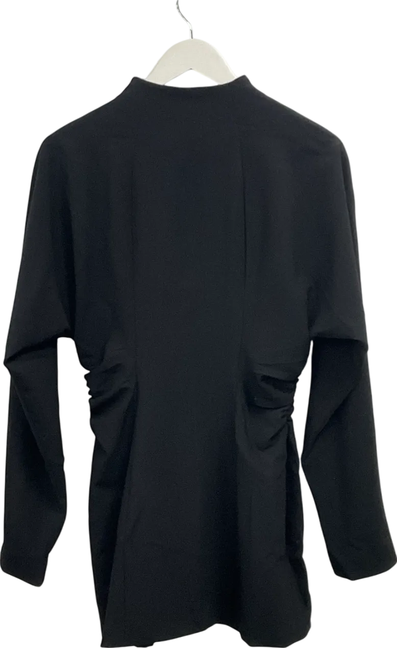 PLT Label Black Batwing Sleeve Pleated Bodycon Dress UK 12