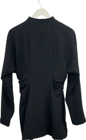 PLT Label Black Batwing Sleeve Pleated Bodycon Dress UK 12