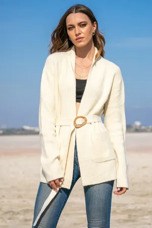 Queencii – Salome Longline Cardigan Beige