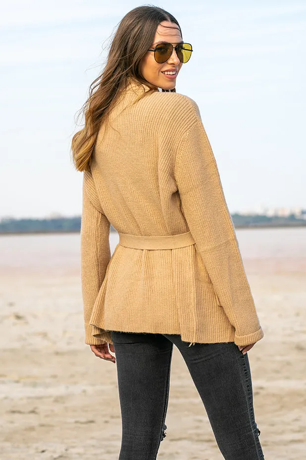 Queencii – Salome Longline Cardigan Camel