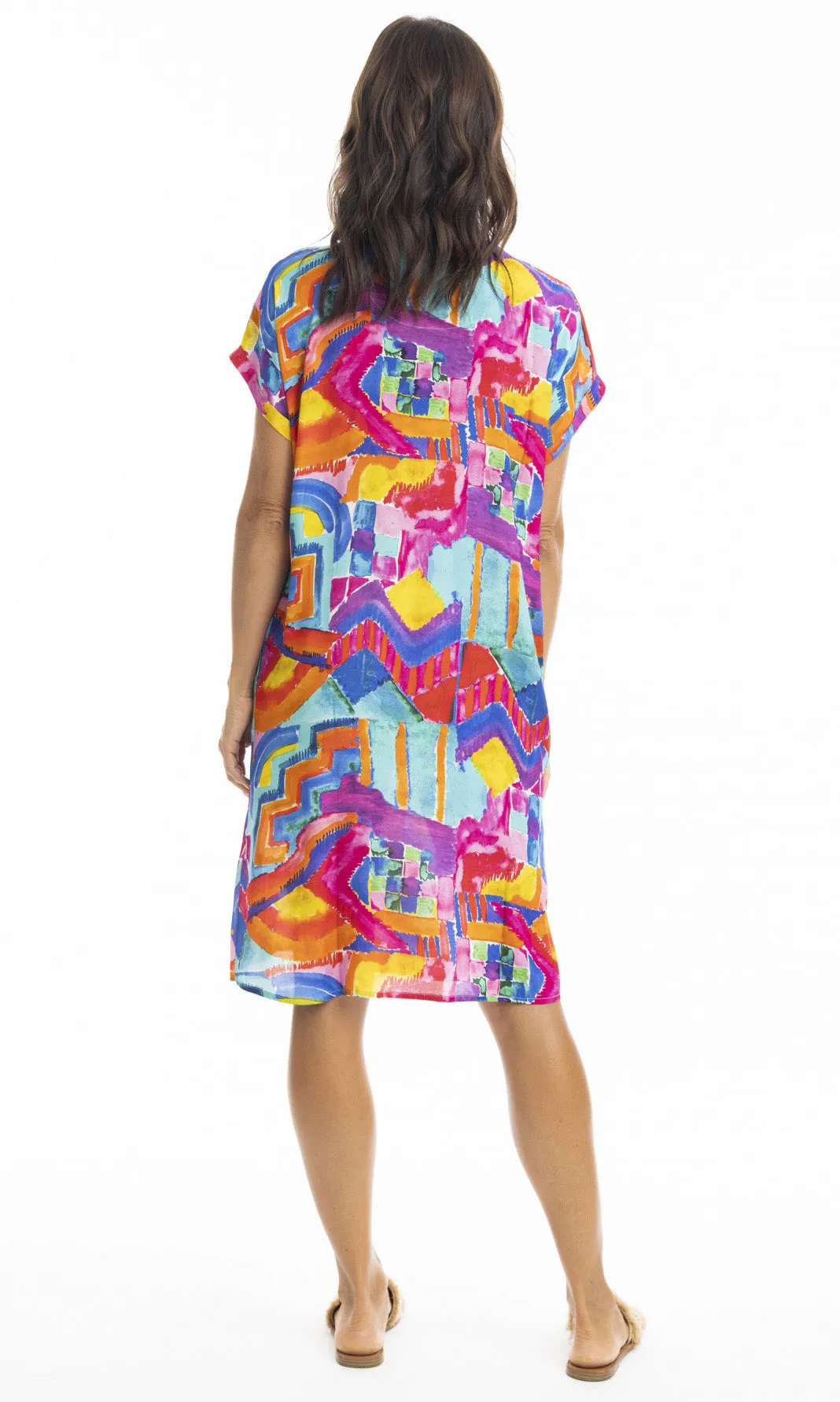 Rayon Dress Cap Sleeve Shift Frida