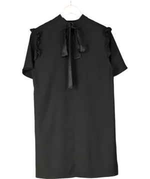 River Island Black Short Sleeve Tie Neck Tunic Dress UK 14