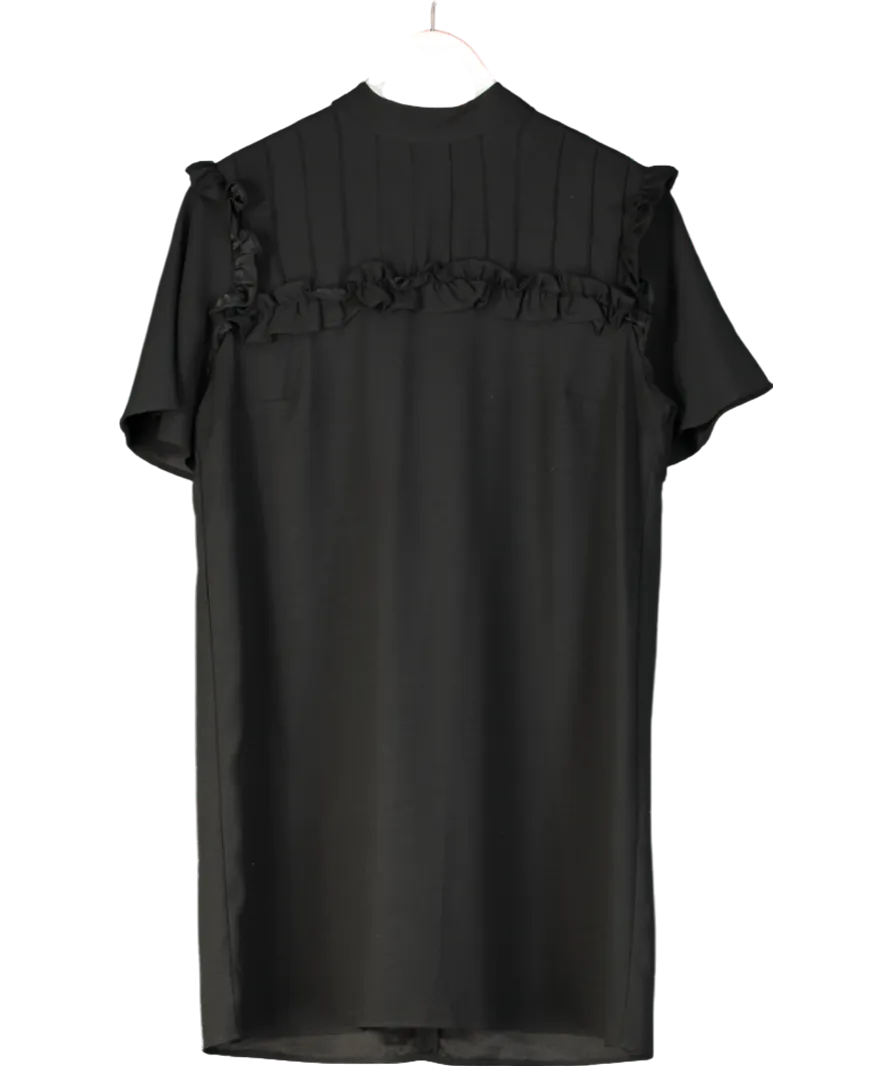 River Island Black Short Sleeve Tie Neck Tunic Dress UK 14