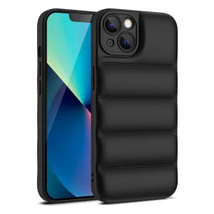 Soft Puffer Jacket Style Mobile Phone Case for iPhone 13 - Black