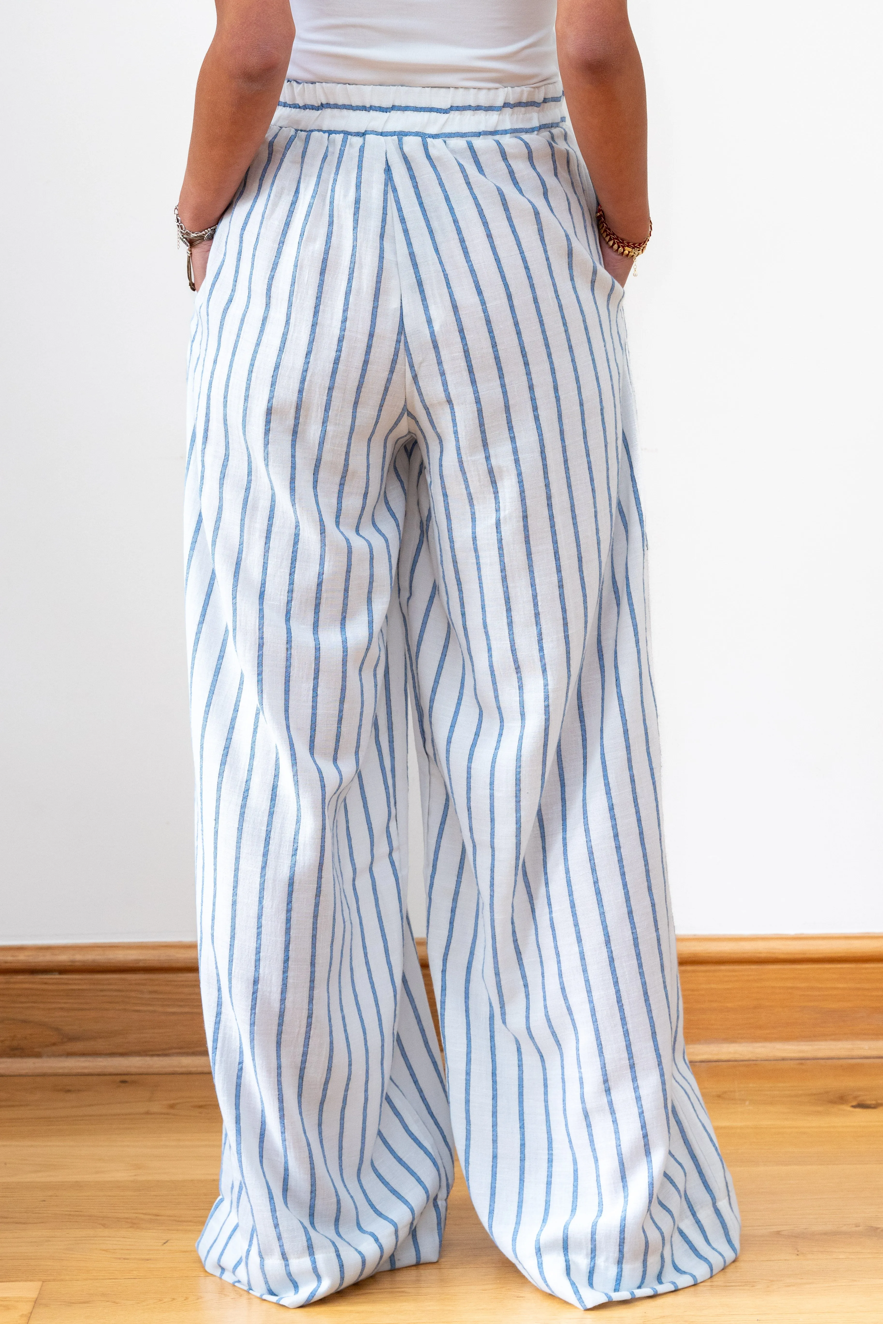 Wide Leg Striped Trousers