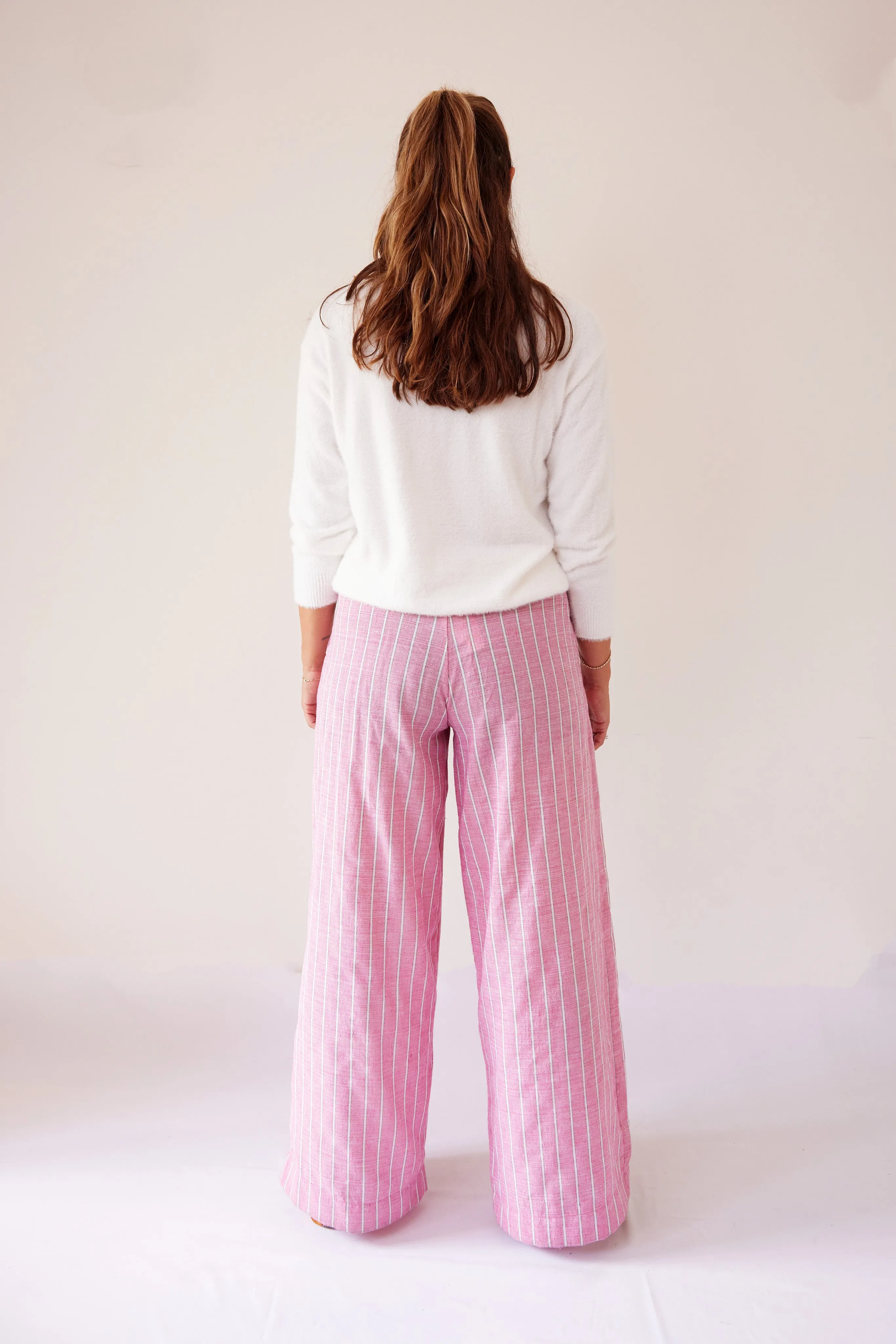Wide Leg Striped Trousers