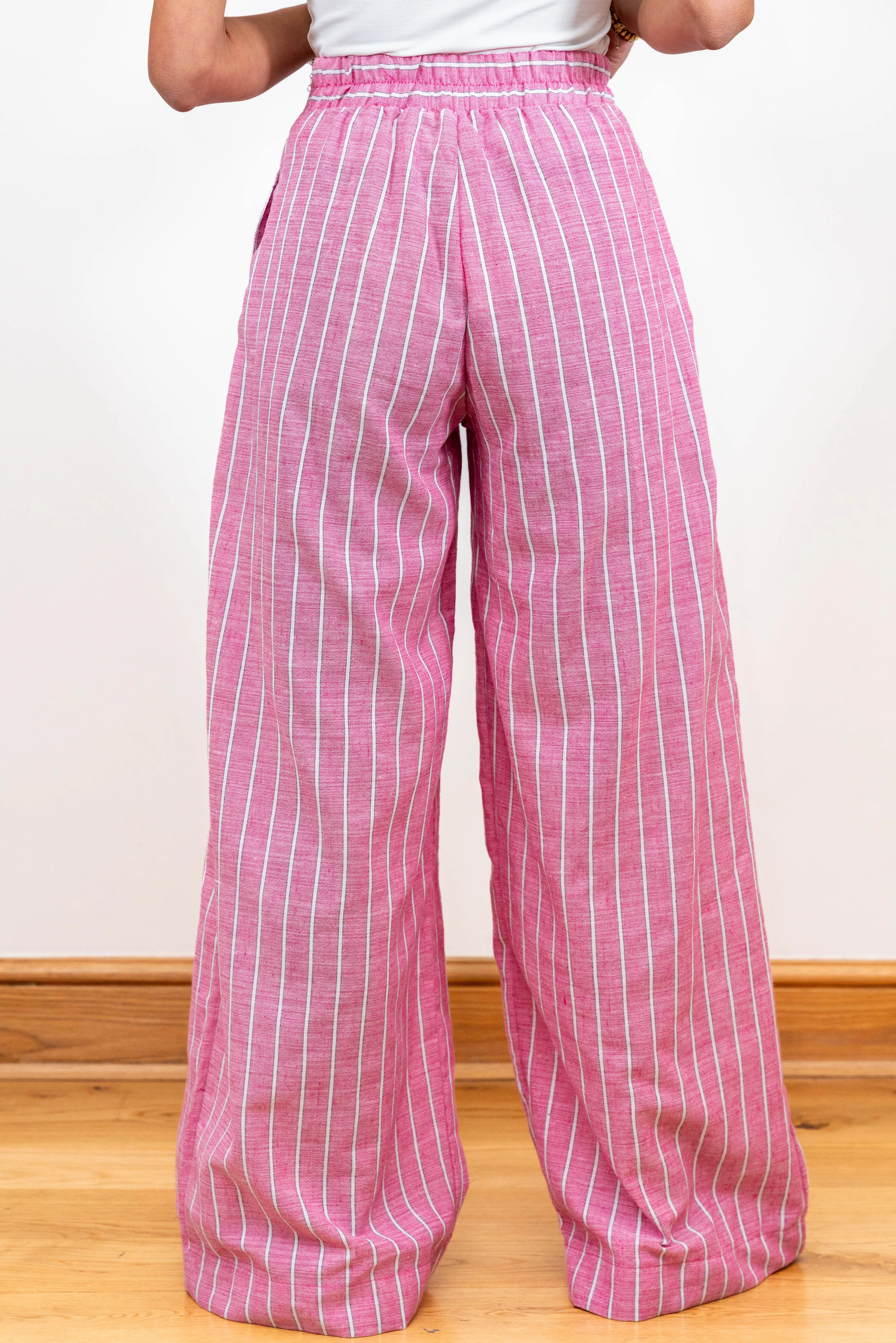 Wide Leg Striped Trousers