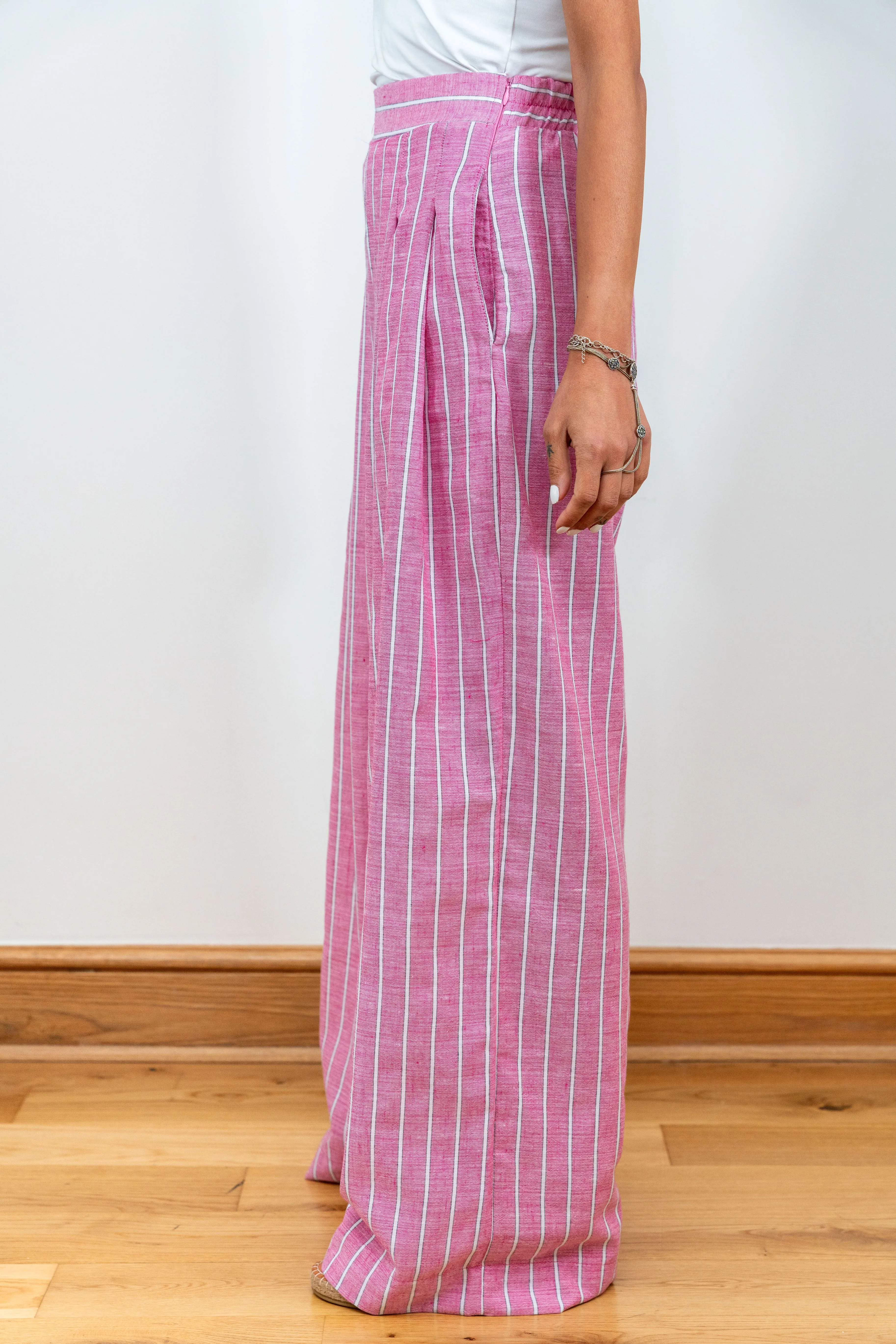Wide Leg Striped Trousers